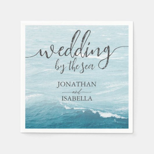Zomerbruiloft door de blauw golvende zee ombre oce servet (Voorkant)
