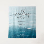 Zomerbruiloft door de blauw golvende zee ombre oce wandkleed (Voorkant)