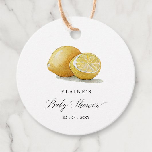 Zomercitroen Limoen Citrus Baby shower Bedankjes Labels (Voorkant)