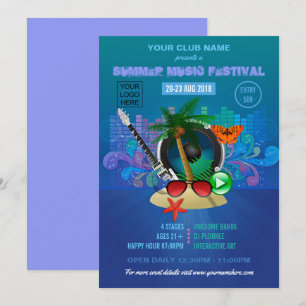 Zomerclub Strandfeest voeg logo toe Kaart