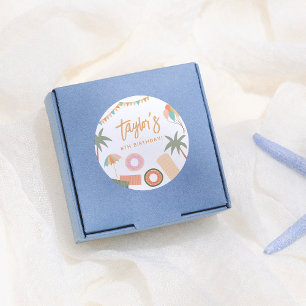 Zomerdag Leuk Meisje Zwembad Verjaardagsfeest Ronde Sticker