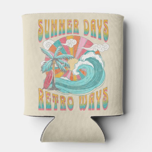 Zomerdagen, retro manieren tekstontwerp blikjeskoeler (Achterkant)