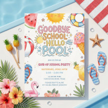 Zomerfeest Afscheid School Hallo Zwembad Uitnodigi