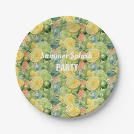 Zomerfeest Citroen Limoen Bloemen Borden Papieren Bordje