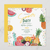 Zomerfeest gele tropische fruit uitnodiging (Voorkant / Achterkant)