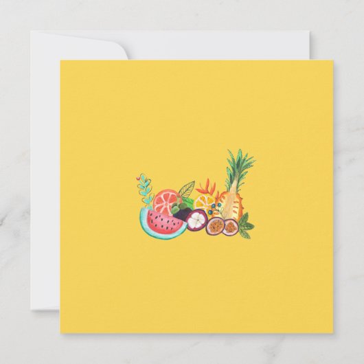Zomerfeest gele tropische fruit uitnodiging (Achterkant)