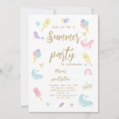 Zomerfeest Ijs Calligraphy Verjaardagsfeest Kaart (Voorkant)