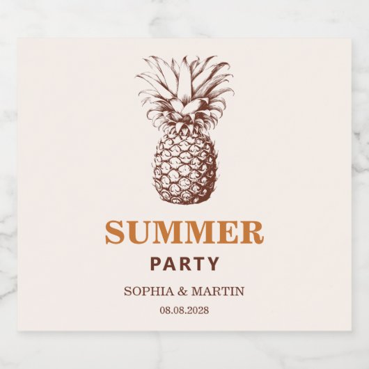 Zomerfeest met aangepaste kleuren ananas bier etiket (Enkel label)