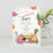 Zomerfeest tropisch fruit uitnodiging (Staand voorkant)