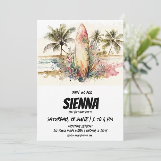 Zomerfeest Uitnodiging op het Strand (Staand voorkant)