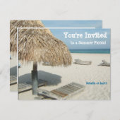 Zomerfeest uitnodiging, strand Cabana Kaart (Voorkant / Achterkant)