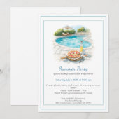 Zomerfeest Uitnodiging Zwembad & Pizza (Voorkant / Achterkant)