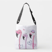 Zomerflamingo: strandillustratie. crossbody tas (Voorkant)