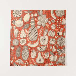 Zomerfruit Doodle  Wandkleed