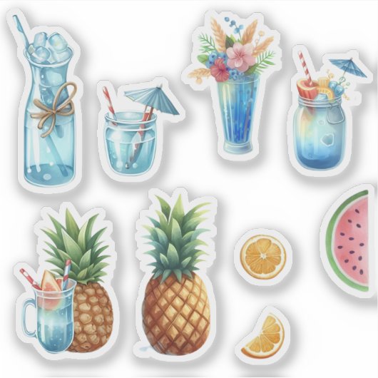 Zomerfruit en drankjes sticker (Voorkant)