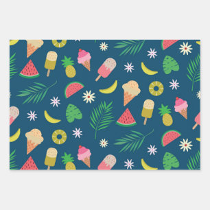 Zomerfruit en ijs patroon inpakpapier vel