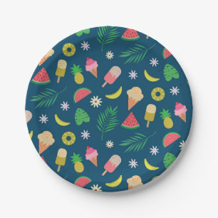 Zomerfruit en ijs patroon papieren bordje