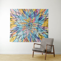Zomergeel Roze Bloemen Geschilderde Lijn Kunst