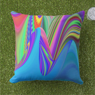 Zomergevoel, Abstracte 3D Rainbowart Buitenkussen