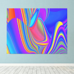 Zomergevoel, Abstracte 3D Rainbowart Canvas Afdruk