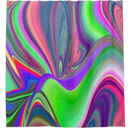 Zomergevoel, Abstracte 3D Rainbowart Douchegordijn (Voorkant)