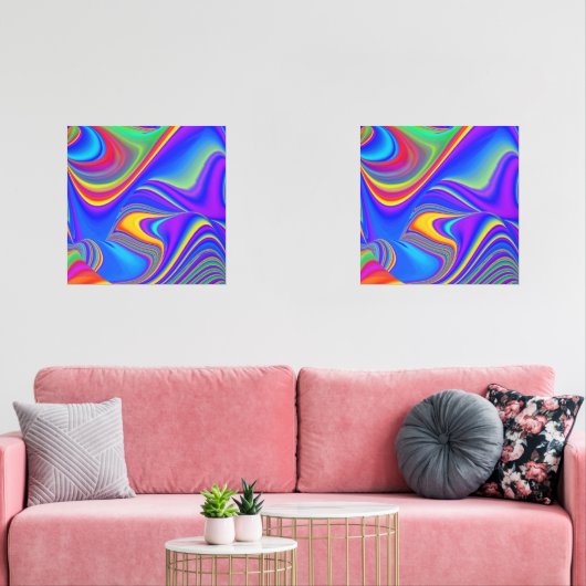 Zomergevoel, Abstracte 3D Rainbowart Muurkunst Sets (Woonkamer)