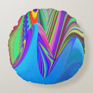 Zomergevoel, Abstracte 3D Rainbowart Rond Kussen