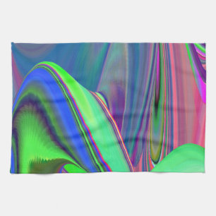 Zomergevoel, Abstracte 3D Rainbowart Theedoek