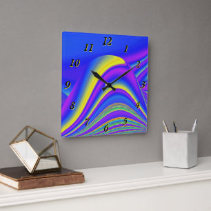 Zomergevoel, Abstracte 3D Rainbowart Vierkante Klok