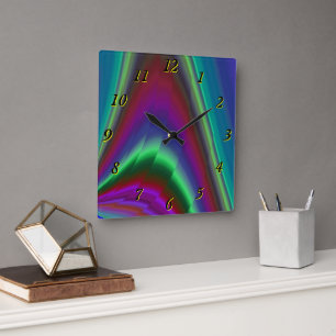 Zomergevoel, Abstracte 3D Rainbowart Vierkante Klok