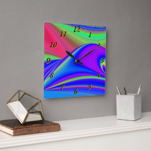 Zomergevoel, Abstracte 3D Rainbowart Vierkante Klok