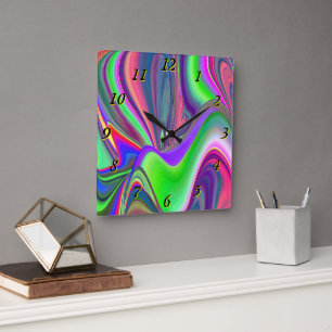 Zomergevoel, Abstracte 3D Rainbowart Vierkante Klok