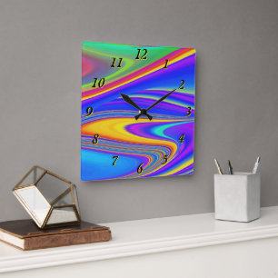Zomergevoel, Abstracte 3D Rainbowart Vierkante Klok