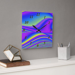 Zomergevoel, Abstracte 3D Rainbowart Vierkante Klok