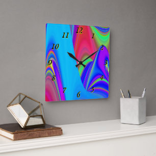 Zomergevoel, Abstracte 3D Rainbowart Vierkante Klok