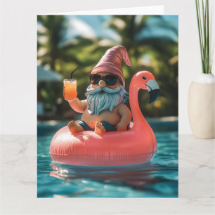 Zomergnoom in zonnebril op Flamingo Float Kaart