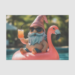 Zomergnoom in zonnebril op Flamingo Float Tissuepapier