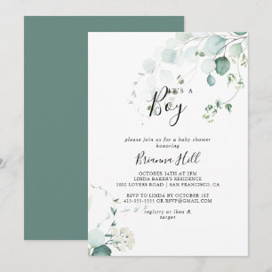 Zomergroene eucalyptus Het is een Baby shower voor Kaart