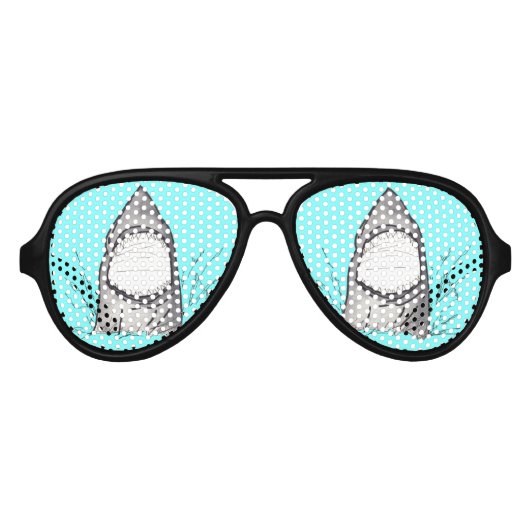 Zomerhaai Hand getrokken en geschilderd op Blauwgr Aviator Zonnebril (Voorkant)