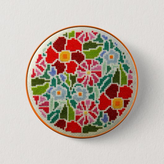 Zomerherinneringen, rondgeborduurd, versierd ronde button 5,7 cm (Voorkant)
