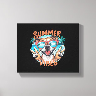 Zomerhondenstemming met oceaanvakantiegevoel canvas afdruk