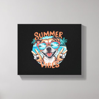Zomerhondenstemming met oceaanvakantiegevoel canvas afdruk