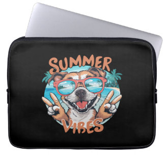 Zomerhondstralingen met oceaan vakantiegevoel laptop sleeve