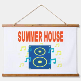ZOMERHUIS LUIDSPREKER & NOTITIES RODE LETTERS HANGEND WANDKLEED