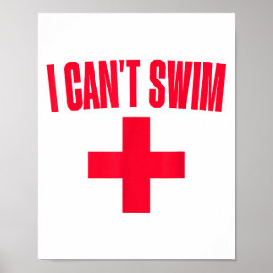 Zomerhumor Grappige Ouwe Tee Ik Kan Niet Zwemmen Poster