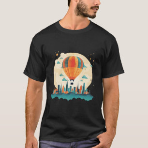 Zomerige reis met hete luchtballon in de stad t-shirt