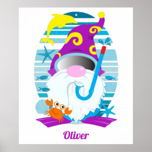 Zomerkabouter met snorkel en bril poster
