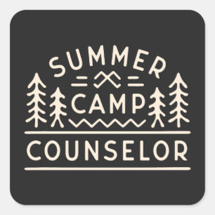 Zomerkamp counselor personeel bos esthetiek vierkante sticker