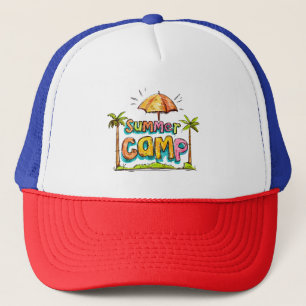 Zomerkamp - Kleurrijk zomerkampteken Trucker Pet