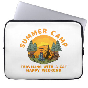 Zomerkamp reizen met een kat laptop sleeve